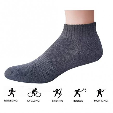 Men's Moisture Control Athletic Ankle Cotton Quarter Cushion Socks 6 Pack Shoe Size 6-11