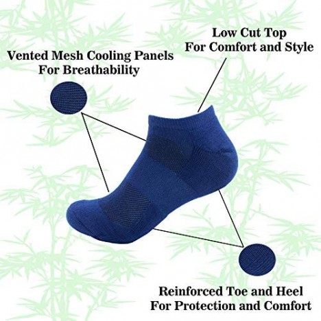 Men's Rayon from Bamboo Fiber Colored Sports Superior Wicking Athletic Ankle Socks - 4 Pair Value Pack