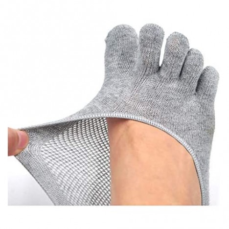 Mens Summer No Show Toe Socks Premium Cotton Five Finger Socks for Running Athletic
