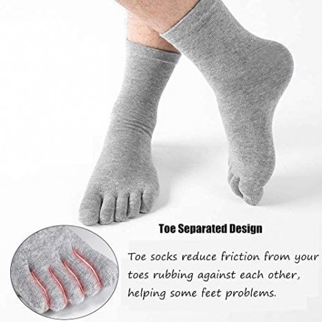 Mens Toe Socks Cotton Running Five Finger Crew Socks Cotton