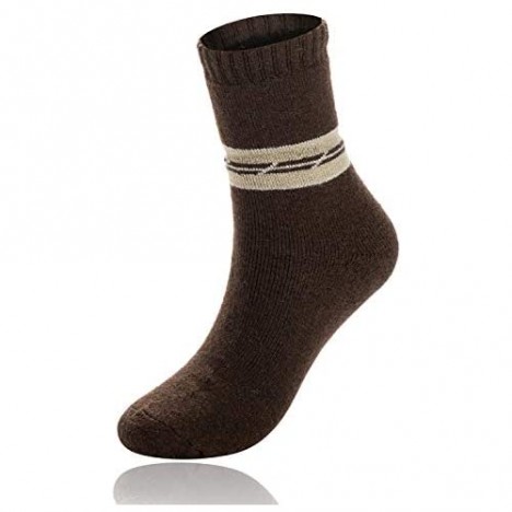 Mens Warm Wool Socks Thick Winter Hiking Stripe Wool Crew Socks (A-Mix 2 Stripes 5 Pairs)