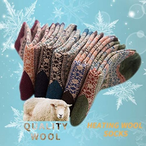 Mens Warm Wool Socks Thick Winter Thermal Stripe Wool Crew Socks