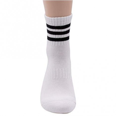 MK Socks 6-Pairs Cotton 3-Stripe Cushioned Athletic Sports Running Socks For Men/Women