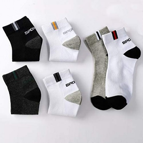MLFUTURE Men's Athletic Ankle Socks 6 Pairs Thick Cushion Running Socks for Men&Women Cotton Socks 6-12