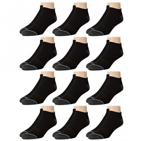 Nautica Mens Stretch Comfort Cushioned Athletic Performance Low Cut Socks with Moisture Control (12 Pack)