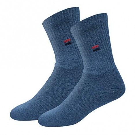 NAVYSPORT Men's Solid Cushion Comfort Cotton Crew Socks Pack of 5 Pairs