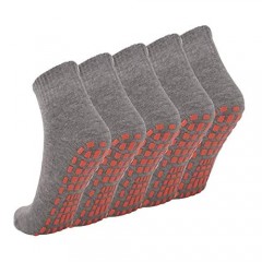 NOVAYARD 5 Pairs Non Slip Socks Non Skid Sticky Grip Socks Yoga Pilates Hospital Socks Men Women