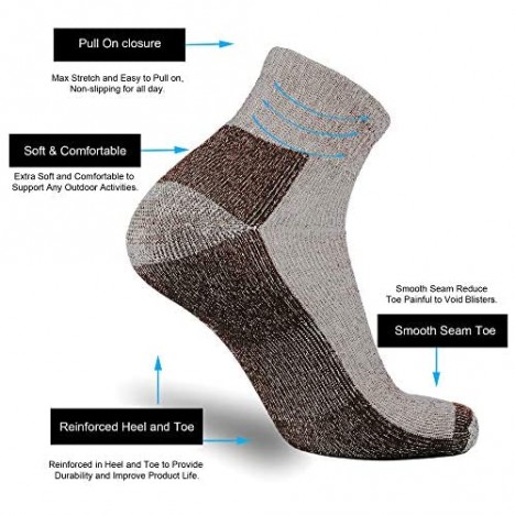Ortis Merino Wool Moisture Wicking Outdoor Hiking Cushion Low Cut Socks for Men 4 Pack