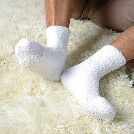 OVOV 3 Pairs Men's Floor Socks Winter Warm Coral Fleece Fluffy Soft Fuzzy Home Socks