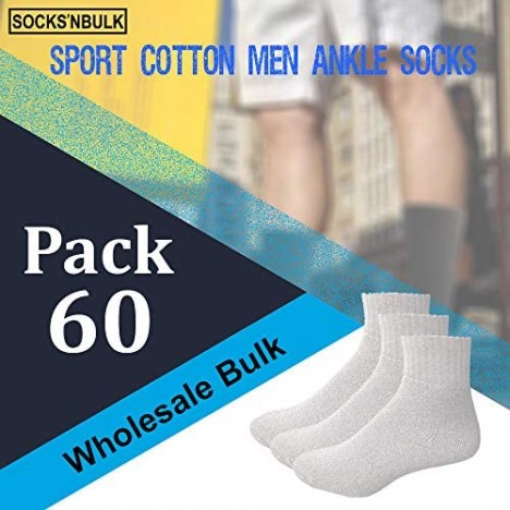 SOCKS'NBULK 60 Pairs Wholesale Bulk Sport Cotton Unisex Crew Ankle Tube Socks Men Woman ChildrenSock Size 10-13