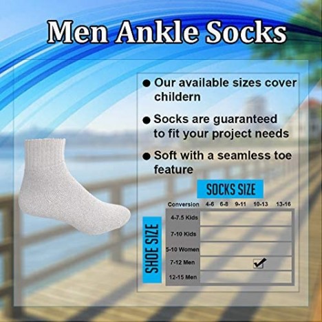 SOCKS'NBULK 60 Pairs Wholesale Bulk Sport Cotton Unisex Crew Ankle Tube Socks Men Woman ChildrenSock Size 10-13