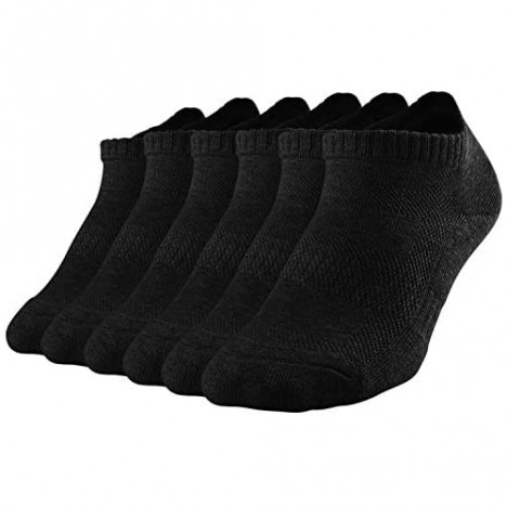 SOX TOWN Men's No Show Socks with Moisture Wicking Performance Cushion Running Low Cut 6 Pairs