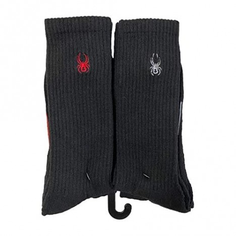 Spyder - 5-pair Crew Socks - Black with Stitched Logo size 6-12