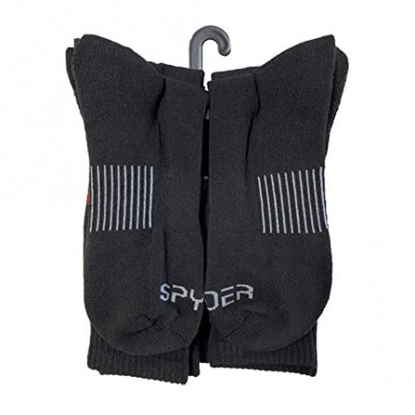 Spyder - 5-pair Crew Socks - Black with Stitched Logo size 6-12