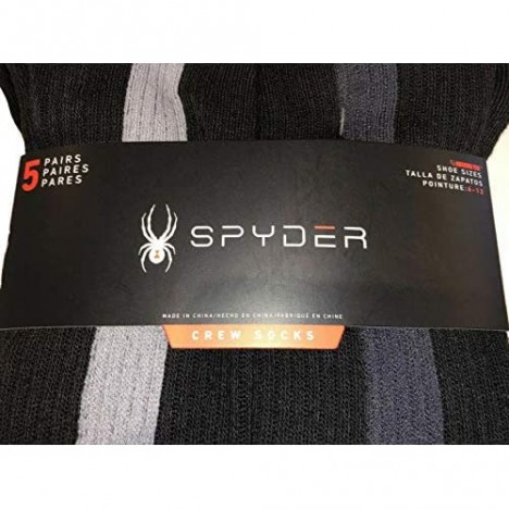 Spyder - 5-pair Full Crew Socks with Stitched Logo - Black