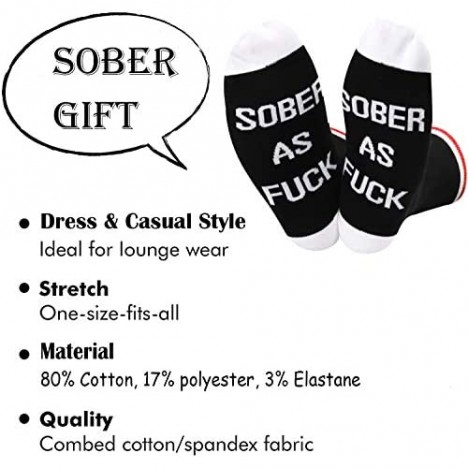 TSOTMO 2 Pairs Sobriety Anniversary Socks Sobriety Gift AA NA Recovery Socks Sober As Fuck Encouragement Gift