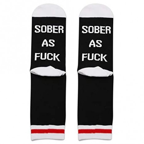 TSOTMO 2 Pairs Sobriety Anniversary Socks Sobriety Gift AA NA Recovery Socks Sober As Fuck Encouragement Gift