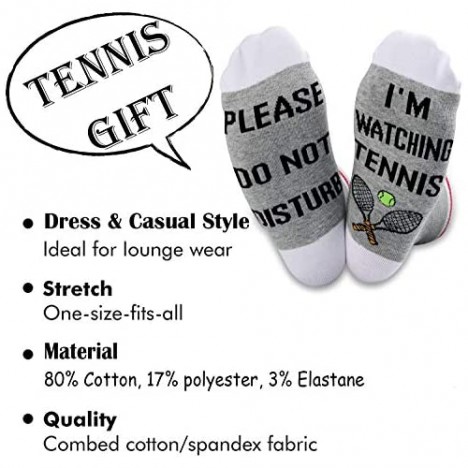 TSOTMO 2 Pairs Tennis Lover Gift Novelty Crew Socks Please Do Not Disturb I’m Watching Tennis Sock Novelty Socks for Women