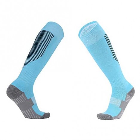 VWU Unisex Knee High Double Stripes Athletic Soccer Football Tube Socks for Adults&Children