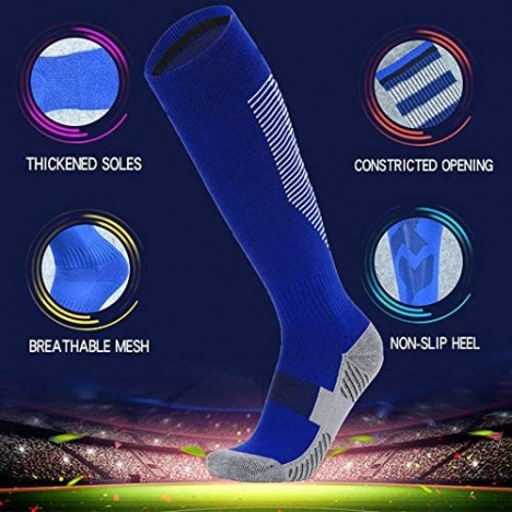 VWU Unisex Knee High Double Stripes Athletic Soccer Football Tube Socks for Adults&Children