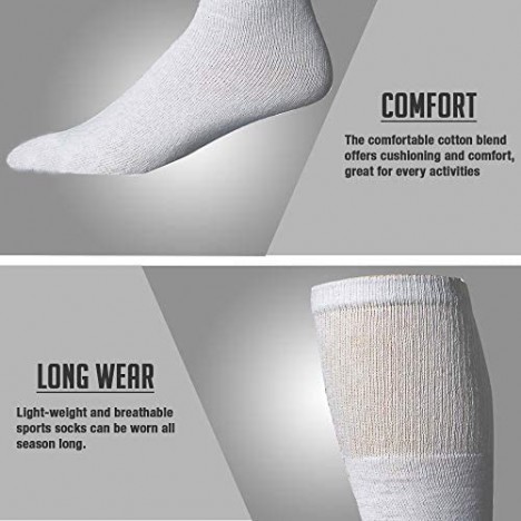 Yacht & Smith Mens & Womens Wholesale Bulk Cotton Tube Socks Referee Style by SOCKS'NBULK (6 Pairs White w/ Stripes Mens 10-13 (Shoe Size 7-12))