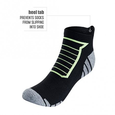 5 Pairs Men's Performance Athletic Breathable Ankle Socks Low Cut Comfort Cushioned Running Tab Socks