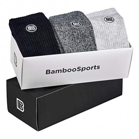Bamboo Sports Premium Bamboo Crew Work Socks- Moisture Wicking Odor Eliminating
