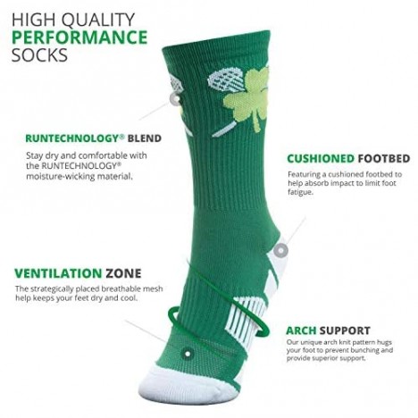 ChalkTalk SPORTS Lacrosse Athletic Mid-Calf Woven Socks | Lacrosse Shamrock Socks | Green