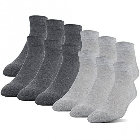 Gildan Men's Polyester Half Cushion Low Cut Socks 12-Pair grey Shoe Size: 6-12