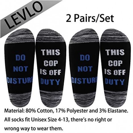 LEVLO Cop Off Duty Socks Police Officer Gift Do Not Disturb This Cop is Off Duty Socks Cop Gift for Men Policemen Socks
