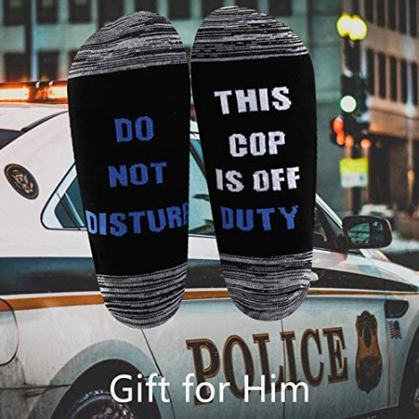 LEVLO Cop Off Duty Socks Police Officer Gift Do Not Disturb This Cop is Off Duty Socks Cop Gift for Men Policemen Socks