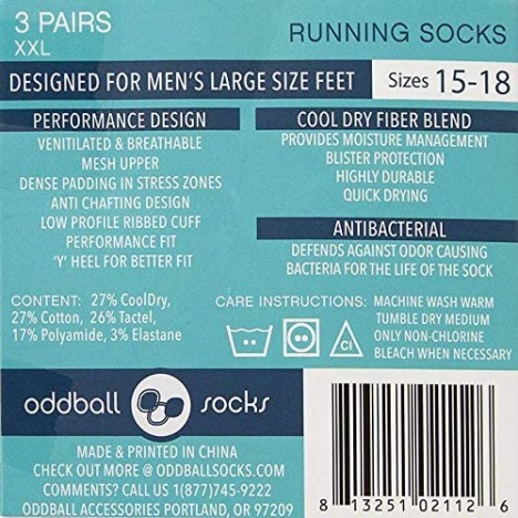 Performance Running Socks XXL (Men's size 15-18) (3-Pack)