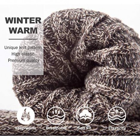 6 Pairs Mens Winter Socks Thermal Cozy Casual Warm Wool Socks for Men (2E)