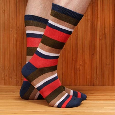 BambooMN Men's Rayon from Bamboo Fiber Stripe Socks