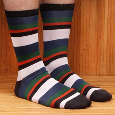 BambooMN Men's Rayon from Bamboo Fiber Stripe Socks