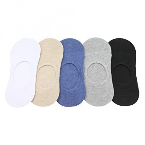 [Clean Cotton Fragrant Solid Color no show socks] No Show Cotton 5 Pairs Socks - Non Slip Liner Low Cut for Men 8.5~10.5