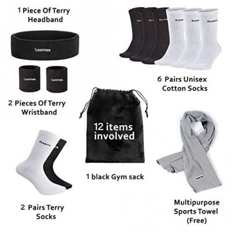Crew Cotton Socks For Men And Women – 8 Pairs Black And White Sport Training Mens Womens Socks Plus 2 Pairs Plain Dress Half Cushioned Terry Men’s Socks Size 7-12