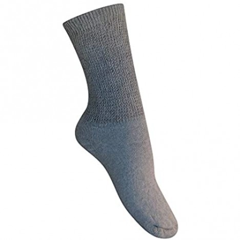 Diabetic Mens Crew Socks (3 Pack) Gray Made in The USA (King Size 13-15 (Fits Shoe Size 11.5 and Up))