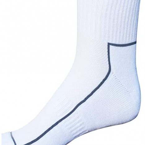 DonaKein Mens Cotton Crew Reinforced Athletic Socks 6-Pairs (Shoe Size 6-12 White)