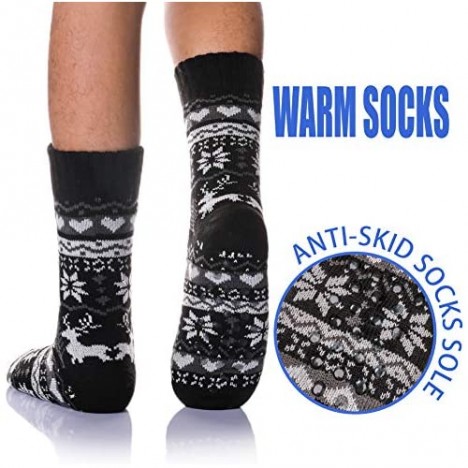 DoSmart Men's Winter Non-Skid Knit Slipper Socks Indoor Floor Stocking Shoes Home Socks