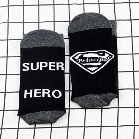 G2TUP School Principal Gift Ideas Super Hero Super Principal Appreciation Socks End Of School Gift 2 Pairs