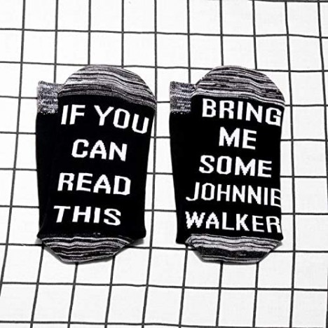 JXGZSO 2 Pairs Johnnie Walker Lover Socks Whiskey Gift If You Can Read This Bring Me Some Johnnie Walker Socks