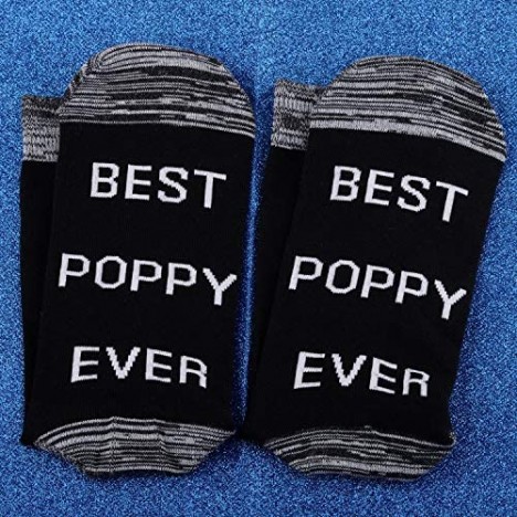 JXGZSO 2 Pairs Poppy Gift Best Poppy Ever Socks Fathers Day Present Birthday Gift Papa Gift Grandpa Gift Grandfather Gift