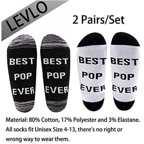LEVLO Pop Gift Best Pop Ever Socks Father's Day Gift for Dad Uncle Grandpa Mens Birthday Gift