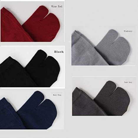 MEIKAN Combed Cotton Japanese Kimono clogs Two Tabi Toe Socks (Pack of 2 pairs) EU35-42 For Women Mens Tabi Flip Flop
