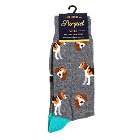 Men's Beagle Novelty Socks in Grey Turquoise Brown and Black for Your Favorite Dog Lover