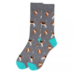 Men's Beagle Novelty Socks in Grey Turquoise Brown and Black for Your Favorite Dog Lover
