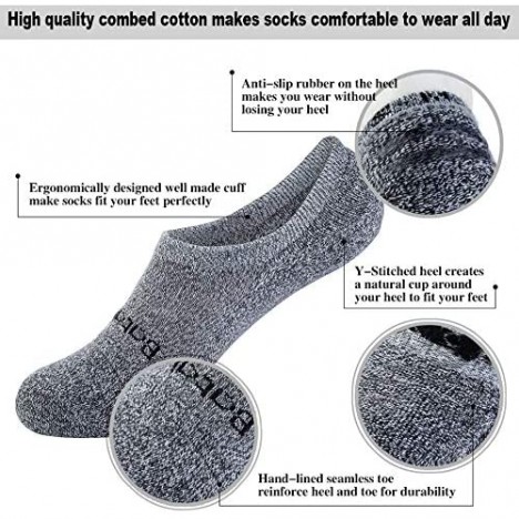 Men's Casual Socks No Show Low Cut Non Slip Cushioned Liner Socks 6 Pairs(Black White SM)
