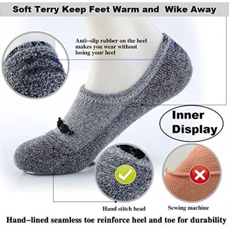 Men's Casual Socks No Show Low Cut Non Slip Cushioned Liner Socks 6 Pairs(Black White SM)