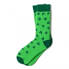 Men's Green Luck of the Irish Shamrock St Patrick's Crew Dress Socks